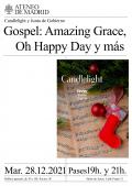 Candlelight y Junta de Gobierno. Gospel: Amazing Grace, Oh Happy Day y más.