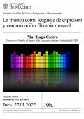 La música como lenguaje de expresión y comunicación: Terapia Musical, a cargo de Pilar Lago Castro