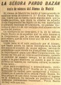 Recorte de prensa del diario La Época (15-02-1905), que destaca la noticia de su admisión como primera mujer socia de número.