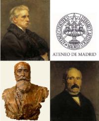 Retratos del político Juan Facundo Riaño y Montero y el filósofo Julián Sanz del Río, así como el busto del político Segismundo Moret